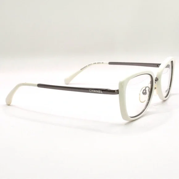 Chanel Women’s Eyeglasses | White & Silver Frame | 50-18-135 | Made in Italy - Picture 2 of 12